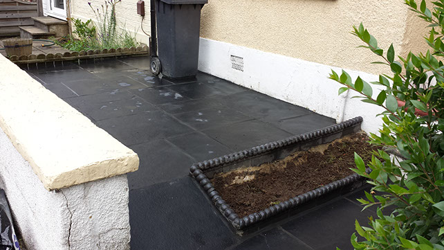 Joseph Mat Landscape black limestone patio with bed