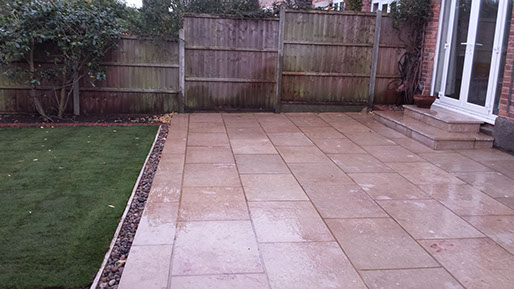 Joseph Mat Landscape egyptian limestone patio, french drainage, lawn, steps