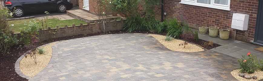 Joseph Mat Landscape, block paving driveway, garden design, low maintenance beds, kandla grey paving